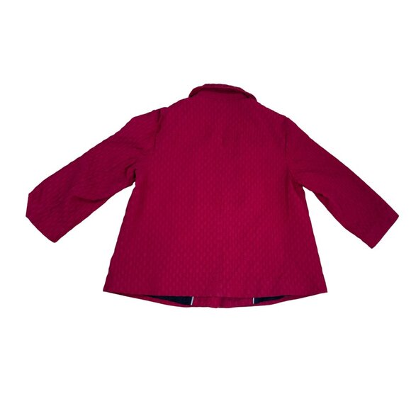 Chico’s Red Quilted Crop Blazer Jacket Size 1 Small Lined Button-Up Coat - Picture 4 of 6